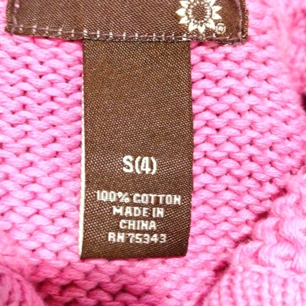 Girl’s Pink Sweater Short Sleeves, 2 pockets 3 Designed Buttons, Kids Size S(4)